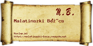 Malatinszki Bács névjegykártya